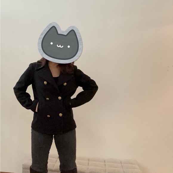 Fidelity // by Gerald & Stewart/ Wool black Pea Coat Size M - Picture 13 of 14